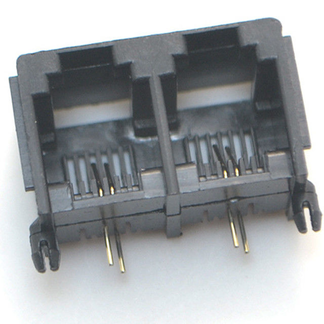 rj11 6p2c 2 PORTS connector jack modular right angel through hole unshielded